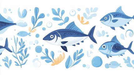 Obraz premium 69.Concept = Vector Illustration World Tuna Day, Editable Post Banner Template