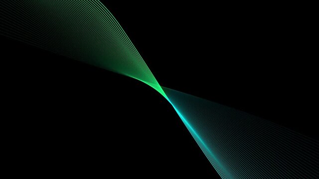 Abstract Green and Teal Light Waves on Dark Background