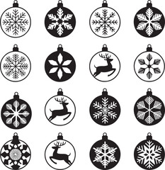 Holiday Christmas Ball Silhouette Icon Pack Transparent Background