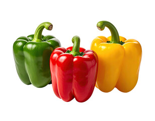 Peppers Green, red, yellow.  Vibrant, isolated