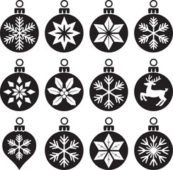 Minimalist Christmas Ornament Ball Silhouettes Decorative Vector Set