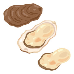 牡蠣のイラストセット／Oyster Illustration Set