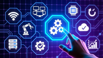 Digital transformation concept with automation technology and cloud computing services design