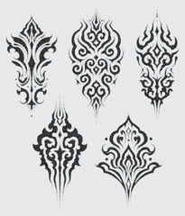 Set of ornamental tribal tattoo designs