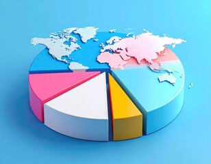 Earth pie chart, colorful segments. 3D rendering