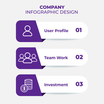 Company Infographic Template 3 Steps Options with Purple Icons for Business Presentation