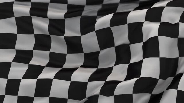 Waving black and white checkered flag texture.