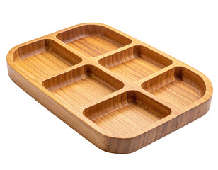 Wood tray w/ six sections for snacks or organizing