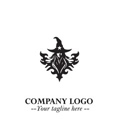 Mystical Black Witch Logo Symbol on White Background for Modern Magical Branding Design Effects