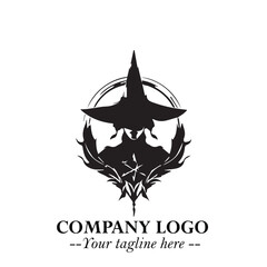 Mystical Black Witch Logo Symbol on White Background for Modern Magical Branding Design Effects