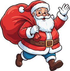 Santa Claus with gift bag in Christmas day vector illustration