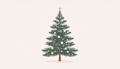 Obraz premium Beautifully adorned evergreen tree symbolizing holiday joy and festive celebrations, perfect for seasonal designs and winter holiday projects