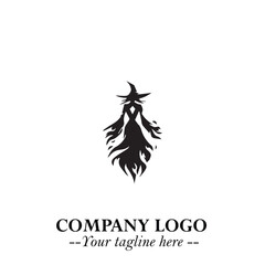 Mystical Black Witch Logo Symbol on White Background for Modern Magical Branding Design Effects