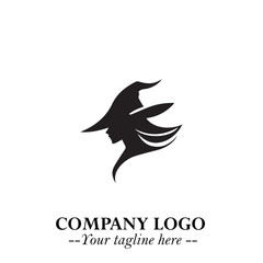 Mystical Black Witch Logo Symbol on White Background for Modern Magical Branding Design Effects
