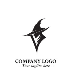 Mystical Black Witch Logo Symbol on White Background for Modern Magical Branding Design Effects