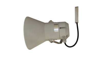 White Electric Megaphone With Cable Isolated On White Background