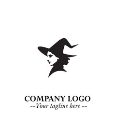 Mystical Black Witch Logo Symbol on White Background for Modern Magical Branding Design Effects