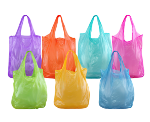 collection of various plastic bags isolated on white background