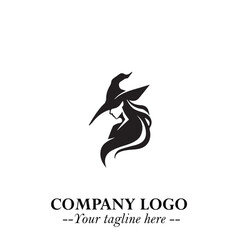 Mystical Black Witch Logo Symbol on White Background for Modern Magical Branding Design Effects
