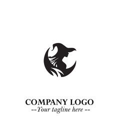 Mystical Black Witch Logo Symbol on White Background for Modern Magical Branding Design Effects