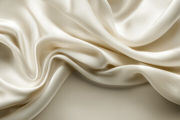 Obraz premium Elegant Flowing Ivory Silk Fabric Creating a Luxurious and Soft Abstract Background
