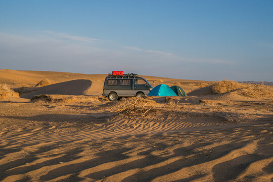A tent camp in the sands of the Gobi Desert, Mongolia. - Powered by Adobe