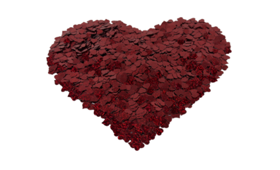 Heart Shape Made Of Red Glitter Confetti Isolated On White