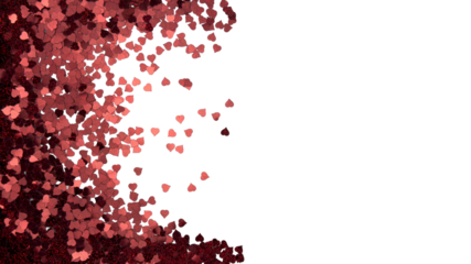 Red Glitter Heart Confetti Left Border With Copy Space On White
