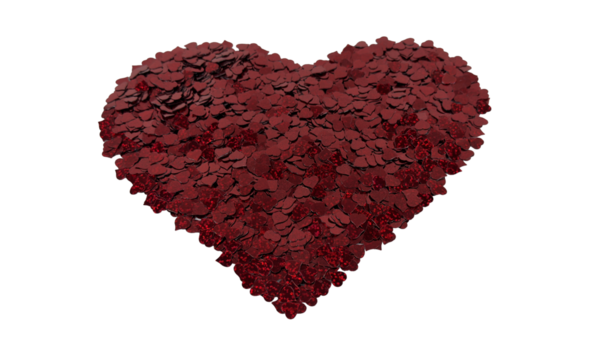 Heart Shape Made Of Red Glitter Confetti Isolated On White