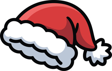 Simple red christmas santa claus hat cartoon isolated on transparent vector