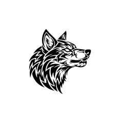 Obraz premium Powerful wolf head tribal tattoo design for logos, apparel and bold branding initiatives