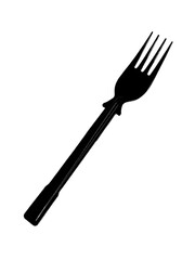 Black Plastic Fork Isolated On White Background For Catering Use