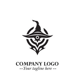 Mystical Black Witch Logo Symbol on White Background for Modern Magical Branding Design Effects