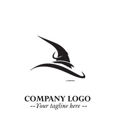 Mystical Black Witch Logo Symbol on White Background for Modern Magical Branding Design Effects