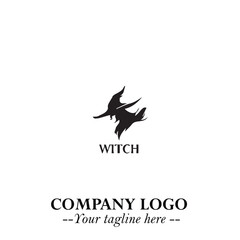 Mystical Black Witch Logo Symbol on White Background for Modern Magical Branding Design Effects