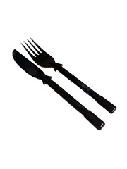 Black Fork And Knife Cutlery Set Isolated On White Background