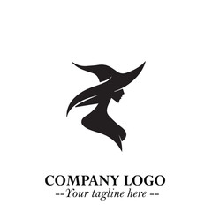 Mystical Black Witch Logo Symbol on White Background for Modern Magical Branding Design Effects