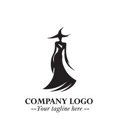 Mystical Black Witch Logo Symbol on White Background for Modern Magical Branding Design Effects