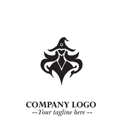 Mystical Black Witch Logo Symbol on White Background for Modern Magical Branding Design Effects
