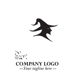Mystical Black Witch Logo Symbol on White Background for Modern Magical Branding Design Effects