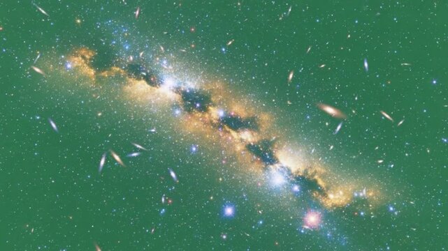 Cosmic Majesty: A breathtaking celestial view of a galaxy, radiating with vibrant colors and enigmatic cosmic formations. A sight of the boundless expanse of the universe.