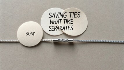Concept of Bonding and Separation with Circular Labels on Neutral Background Representing Relationships and Time