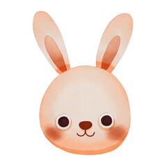 A Cute Watercolor Animal Face Clipart, Cute bunny face with large ears and expressive eyes.