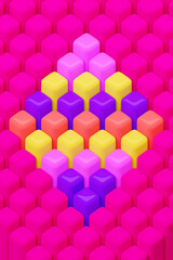  3D illustration volumetric   colorful shapes  on a geometric monophonic background. Technology geometry  background