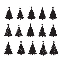 Varied Christmas Tree Silhouettes for Holiday Designs Set