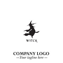 Mystical Black Witch Logo Symbol on White Background for Modern Magical Branding Design Effects