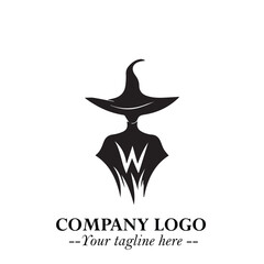 Mystical Black Witch Logo Symbol on White Background for Modern Magical Branding Design Effects