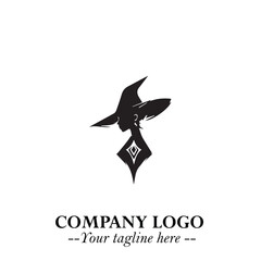Mystical Black Witch Logo Symbol on White Background for Modern Magical Branding Design Effects