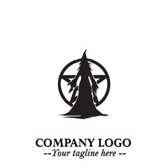 Mystical Black Witch Logo Symbol on White Background for Modern Magical Branding Design Effects