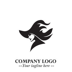 Mystical Black Witch Logo Symbol on White Background for Modern Magical Branding Design Effects